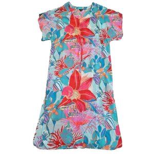 Talbots Women’s V Neck Swim Cover Up Size Large Tropical Floral Vacationwear EUC